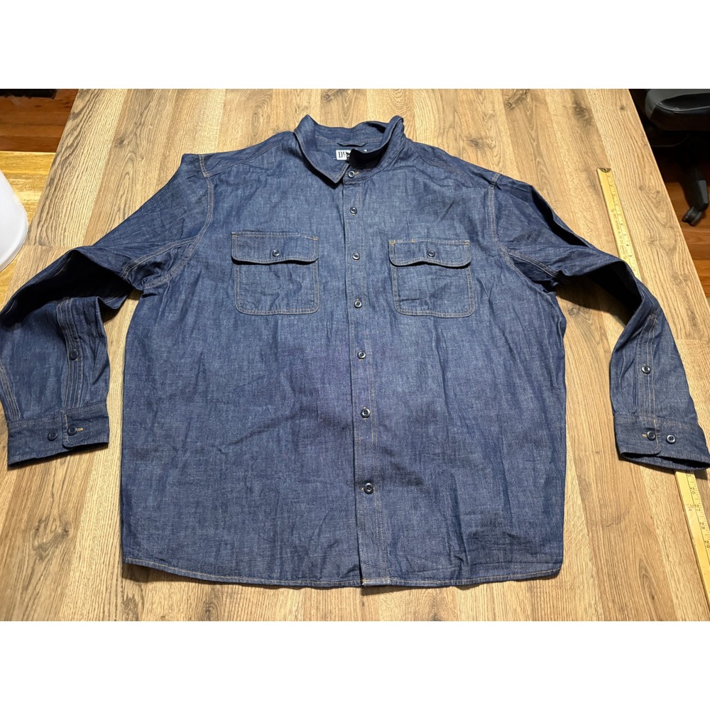 Duluth Trading Co Shirt Mens 3XL Blue Button Down Relaxed Fit Untucked Denim